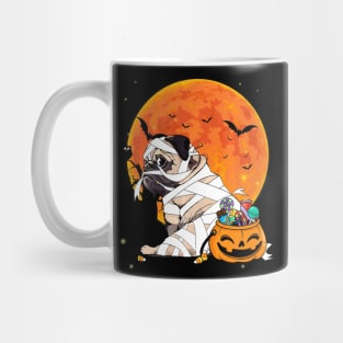 Pug Dog with Candy Pumpkin Tshirt Halloween Gifts Mug